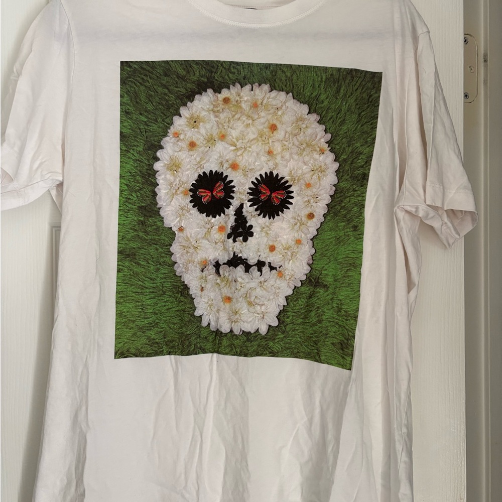 Diesel White Tee with Green Floral Design